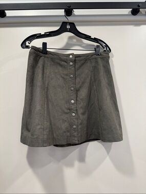 Abercrombie & Fitch suede Olive Button-Front Mini Skirt